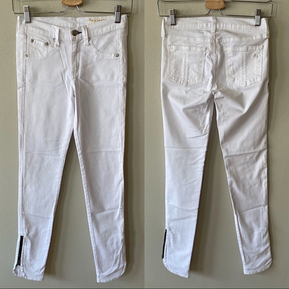 White Skinny Jeans with Ankle Zips - Women's